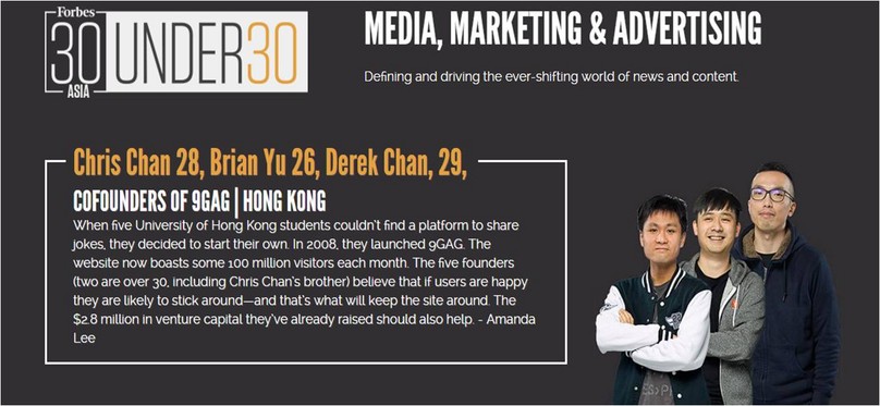 Screencap of Forbes 30 Under 30 Asia list website