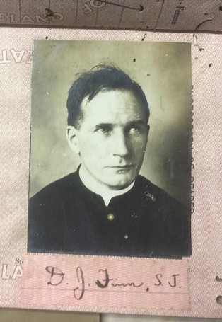 Passport photo of Rev Father Daniel J. Finn, S.J 