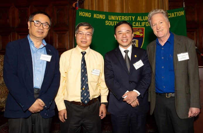 From left, Dr Yongchun Tang, Dr Norman Kwong, Professor Xiang Zhang, and Dr Kerry Vahala 
